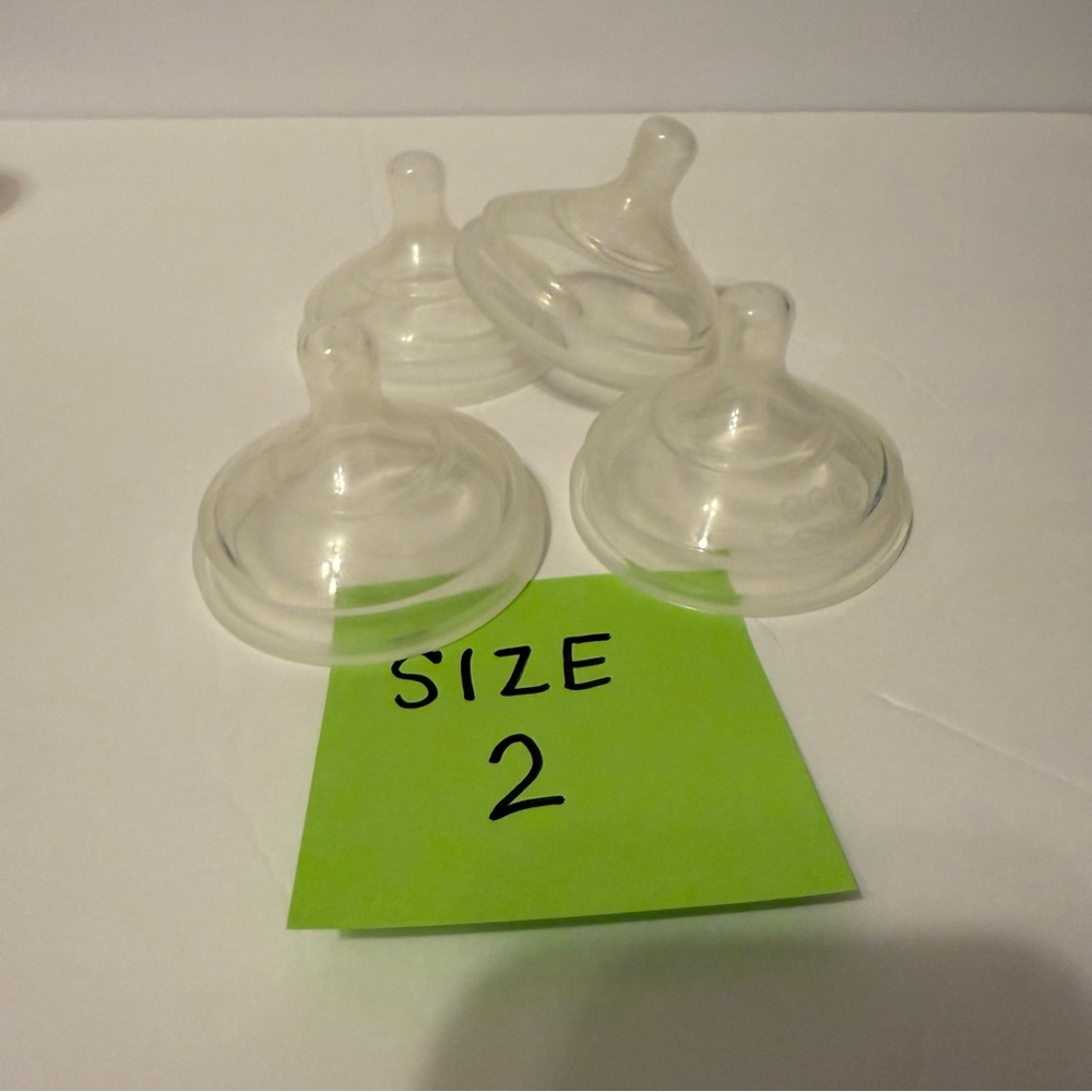 (4) Boon Clear Baby Bottle Nipples - Size 2